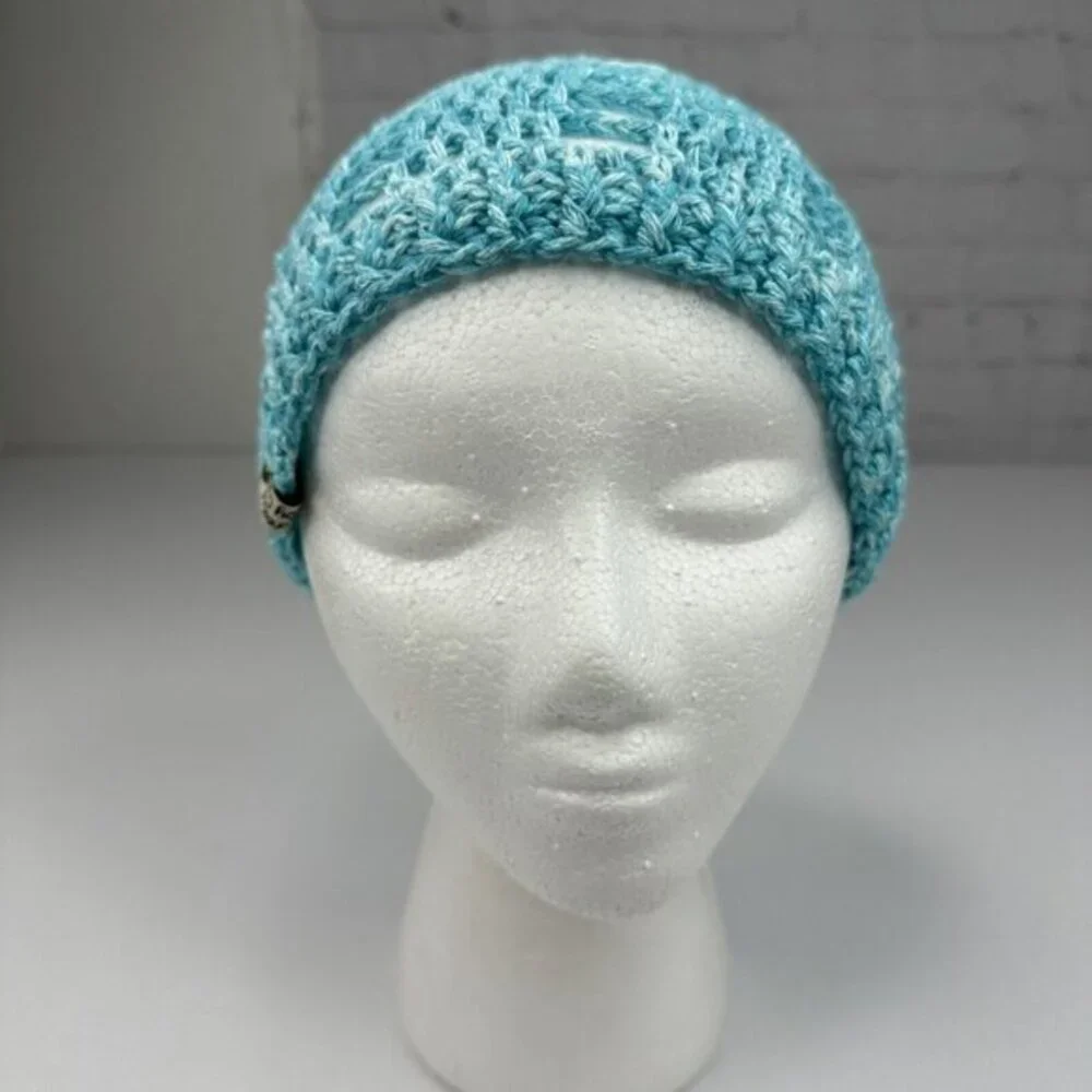 Created By Cyd Slouchy Snoody Beanie JAS Big Twist‎ Ocean Splash Crochet Hat NEW